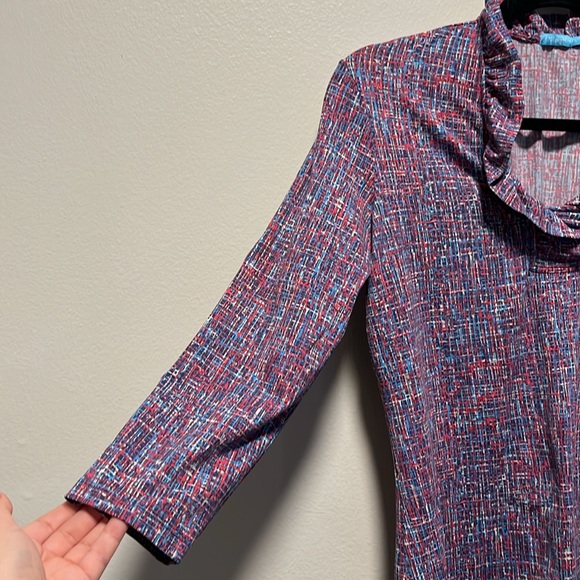 J. MCLAUGHLIN Durham Ruffle Neck 3/4 Sleeve Blouse, Multicolor, Size S - Picture 4 of 7